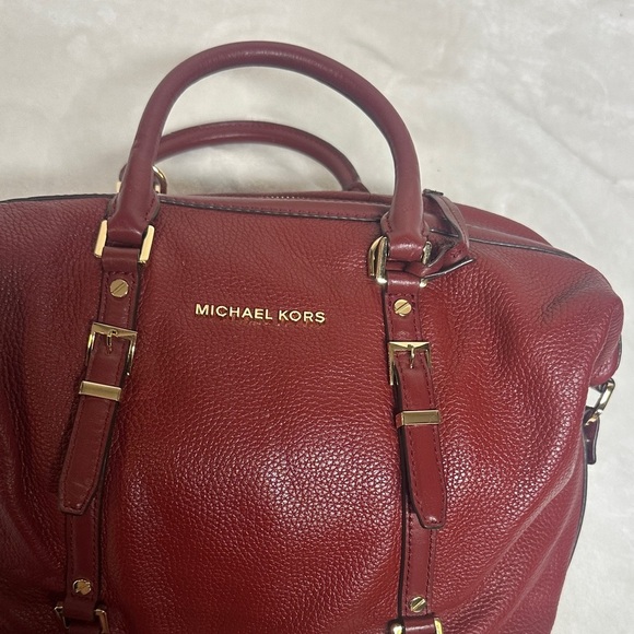 Michael Kors Burgundy pebbled Leather Satchel - Crossbody - Picture 13 of 16